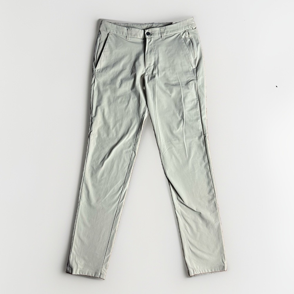 Lululemon Mens Commission Slim Fit Pants Tan Khaki Warpstreme 32x32 LM5AF3S